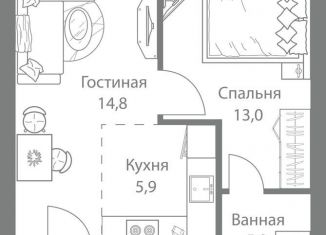 Продается двухкомнатная квартира, 46.1 м2, Москва, ЖК Стеллар Сити