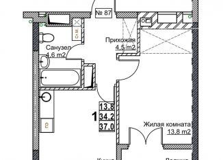 Продается 1-комнатная квартира, 37 м2, Нижний Новгород, метро Стрелка