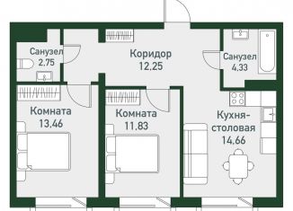 Продажа двухкомнатной квартиры, 59.6 м2, посёлок Западный, Спортивная улица, 10