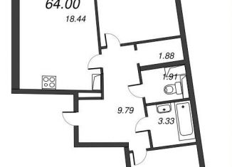 Продам 2-комнатную квартиру, 65.8 м2, Мурино