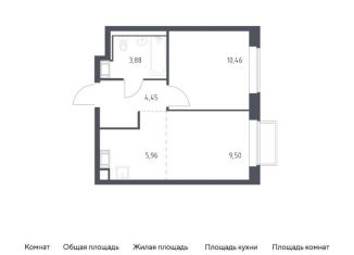 Продажа однокомнатной квартиры, 34.3 м2, посёлок Мирный, жилой комплекс Томилино Парк, к6.1