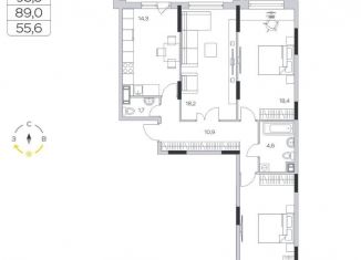 Продаю 3-комнатную квартиру, 89 м2, деревня Пирогово, ЖК Пироговская Ривьера, улица Ильинского, 8