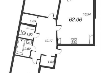 Двухкомнатная квартира на продажу, 63.9 м2, Мурино