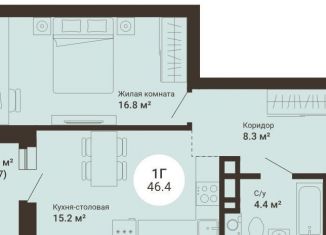 Продам однокомнатную квартиру, 46.4 м2, Екатеринбург, Чкаловский район