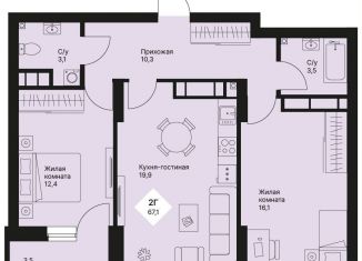 Продам 2-комнатную квартиру, 67.1 м2, Екатеринбург, метро Проспект Космонавтов