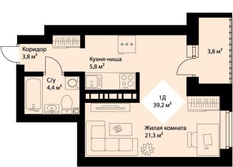 Продам квартиру студию, 37.3 м2, Екатеринбург, метро Проспект Космонавтов