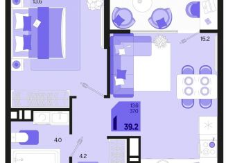 Продажа 1-комнатной квартиры, 39.2 м2, Краснодар