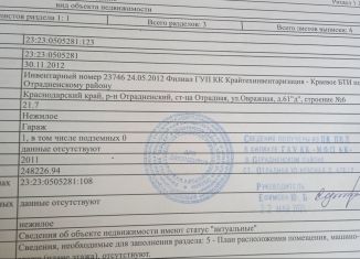 Гараж на продажу, 25 м2, станица Отрадная, Овражная улица, 61Д