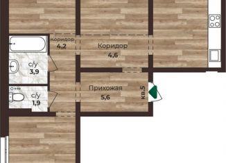 Продажа 3-ком. квартиры, 93.4 м2, Барнаул