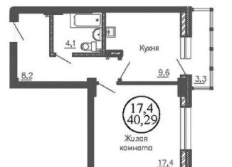 Однокомнатная квартира на продажу, 40.3 м2, Новосибирск, улица Коминтерна, 128, метро Золотая Нива