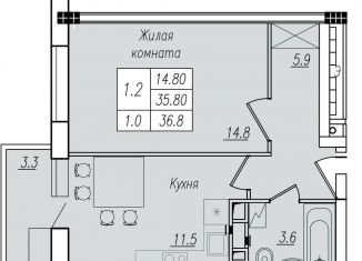 Продам однокомнатную квартиру, 36.8 м2, Курск, Сеймский округ, улица Энгельса, 158