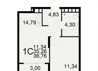 Продажа 1-ком. квартиры, 36.8 м2, Рязань, Московский район