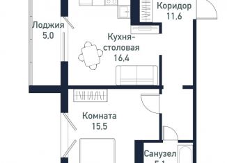 1-ком. квартира на продажу, 48.5 м2, Челябинская область