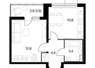 Продам 1-ком. квартиру, 34.3 м2, Московская область, Ботаническая улица, 12