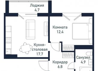 Продажа 1-ком. квартиры, 41.8 м2, Челябинская область