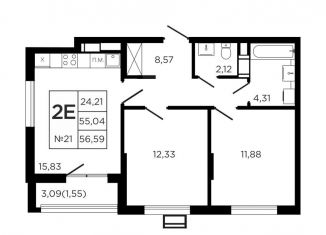 Продам двухкомнатную квартиру, 58.1 м2, Калужская область