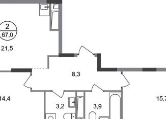 Продаю 2-ком. квартиру, 67 м2, поселение Внуковское