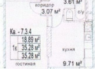 Однокомнатная квартира на продажу, 35.5 м2, Люберцы, Красноармейская улица, 19