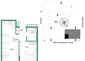 Продается 2-комнатная квартира, 40.2 м2, Тюменская область, улица Новосёлов, 104