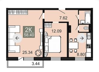 Продаю 2-ком. квартиру, 58.4 м2, Забайкальский край