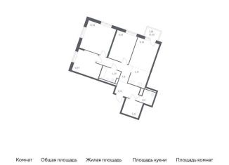 3-комнатная квартира на продажу, 83.9 м2, Ленинградская область, жилой комплекс Квартал Лаголово, 1