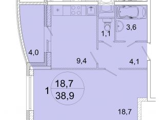 Продается 1-комнатная квартира, 38.9 м2, Ивантеевка, улица Прокудина, 2, ЖК Весна