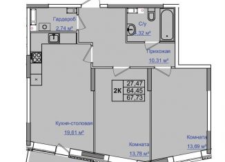 Продается двухкомнатная квартира, 67.7 м2, Ульяновская область, проспект Маршала Устинова, 25