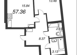 Двухкомнатная квартира на продажу, 59.3 м2, Мурино