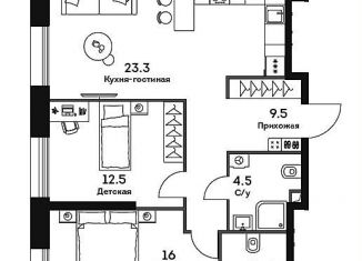 Двухкомнатная квартира на продажу, 70.8 м2, Москва, метро Серпуховская, жилой комплекс Эра, 2
