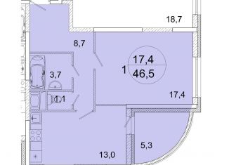 Продам 1-комнатную квартиру, 46.5 м2, Ивантеевка, улица Прокудина, 2