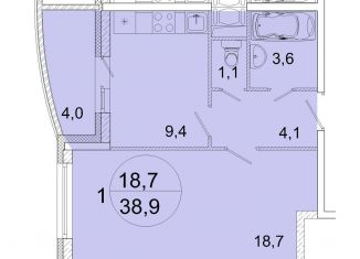 Продажа 1-ком. квартиры, 38.9 м2, Ивантеевка, улица Прокудина, 3