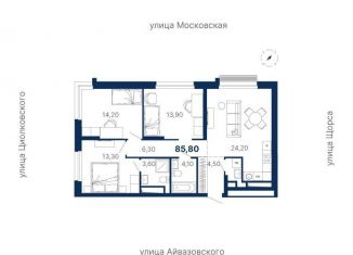 3-комнатная квартира на продажу, 85.8 м2, Свердловская область, улица Айвазовского, 52