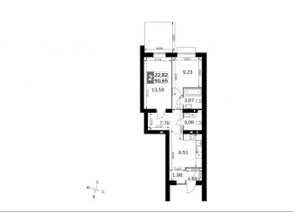 Продаю 2-комнатную квартиру, 50.7 м2, деревня Митькино