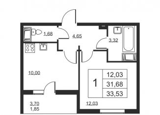 Однокомнатная квартира на продажу, 33.5 м2, Бугры