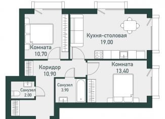 Продажа 2-комнатной квартиры, 60.5 м2, посёлок Западный