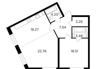 Продается 1-комнатная квартира, 78.1 м2, Москва, метро Дубровка, жилой комплекс Форивер, 9
