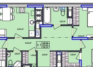 Продажа трехкомнатной квартиры, 87.1 м2, Новомосковск, Берёзовая улица, 6А