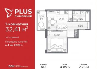 Продам однокомнатную квартиру, 32.4 м2, Санкт-Петербург, метро Звёздная