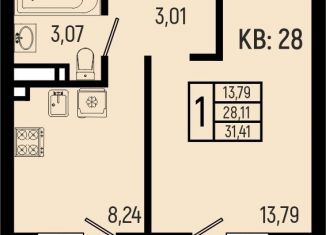 1-комнатная квартира на продажу, 31.4 м2, Краснодарский край