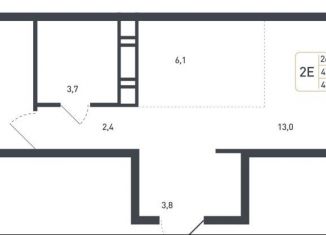 Продаю 1-ком. квартиру, 47.3 м2, деревня Борисовка, жилой квартал Новая Щербинка, 18