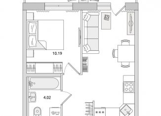 Продаю 1-комнатную квартиру, 41.5 м2, поселок Бугры