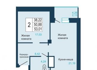 2-комнатная квартира на продажу, 53 м2, Красноярск, ЖК Светлогорский, Светлогорский переулок, 2о