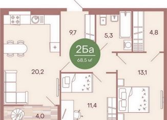 Продается двухкомнатная квартира, 68.2 м2, Пенза, жилой комплекс Норвуд, с6, Железнодорожный район