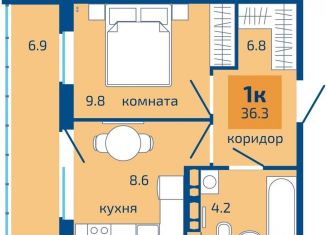 Продам 1-комнатную квартиру, 36.3 м2, Пермь