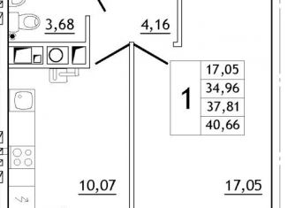 Продается 1-ком. квартира, 40.7 м2, деревня Новосельцы, Юбилейная улица, 16