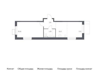 1-комнатная квартира на продажу, 48.4 м2, Московская область