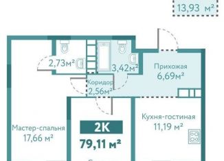 Продаю двухкомнатную квартиру, 79.1 м2, Тюмень, ЖК Акватория