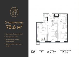 Продажа 2-комнатной квартиры, 73.6 м2, Москва, проспект Андропова, 9/1