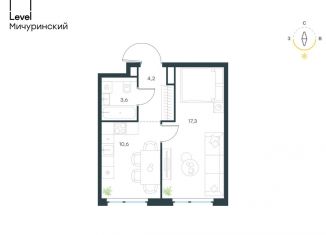 Продам однокомнатную квартиру, 35.7 м2, Москва, метро Мичуринский проспект