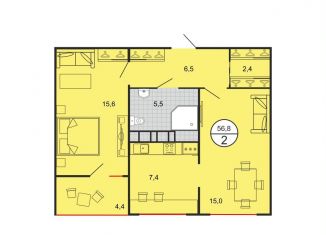 Продается 2-комнатная квартира, 56.8 м2, Ставропольский край